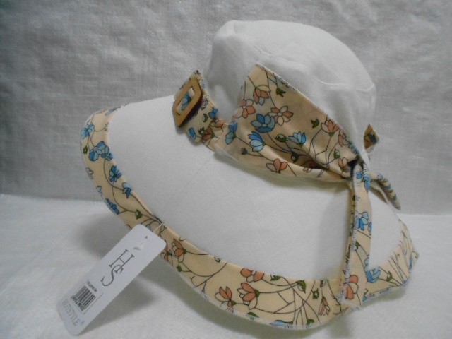  Шляпа лён цветы