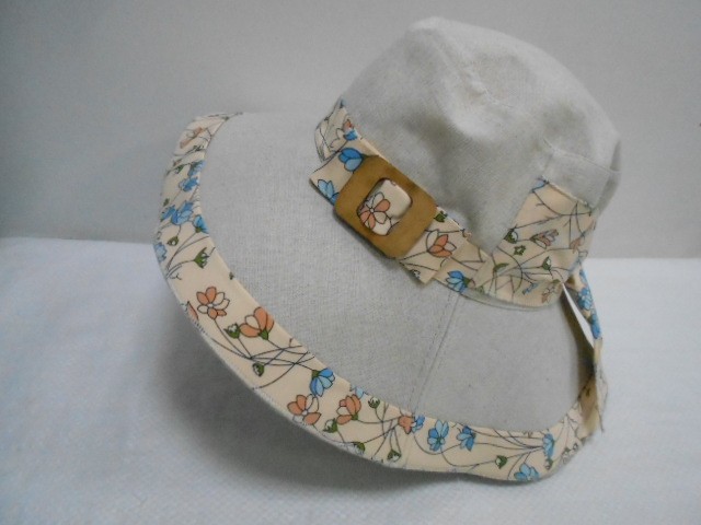  Шляпа лён цветы