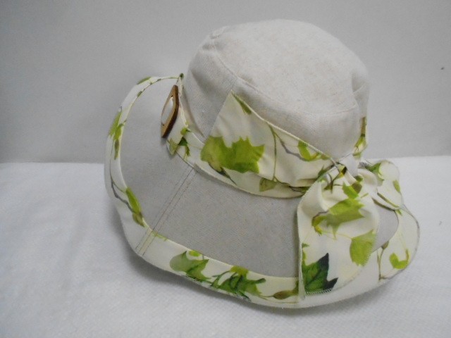  Шляпа лён цветы
