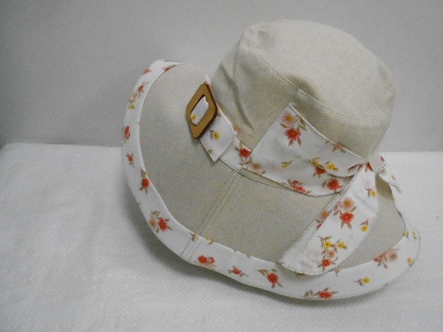  Шляпа лён цветы