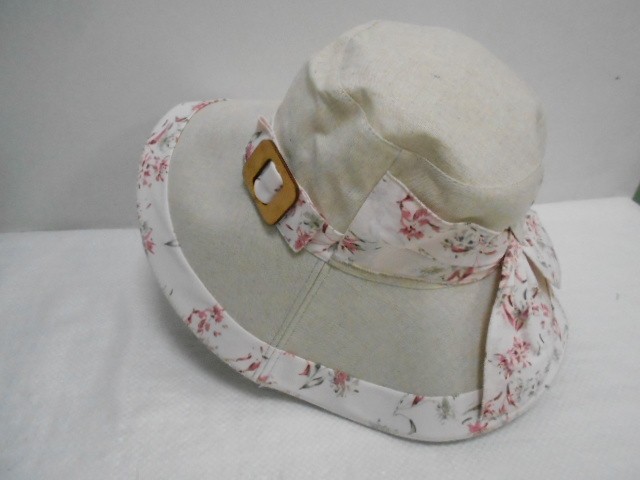  Шляпа лён цветы