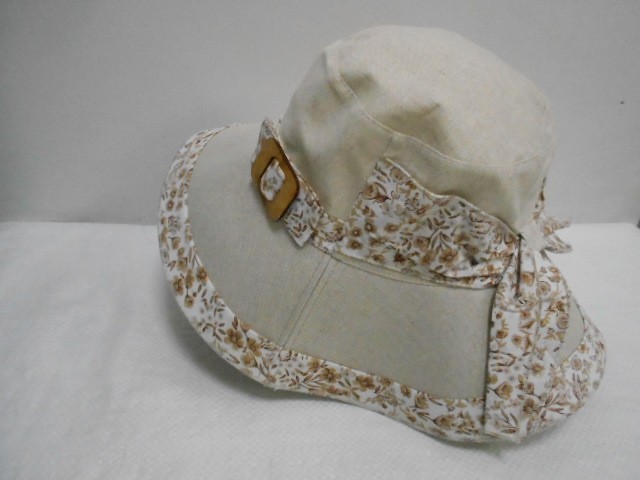  Шляпа лён цветы