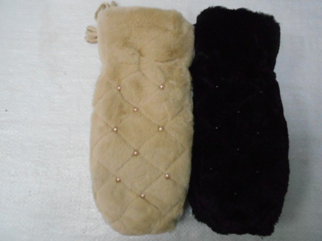  Варежки жен. мех жемчуг