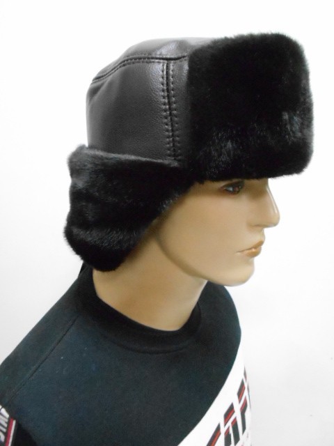  Ушанка муж. кожа+норка