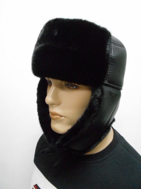  Ушанка муж. кожа+норка