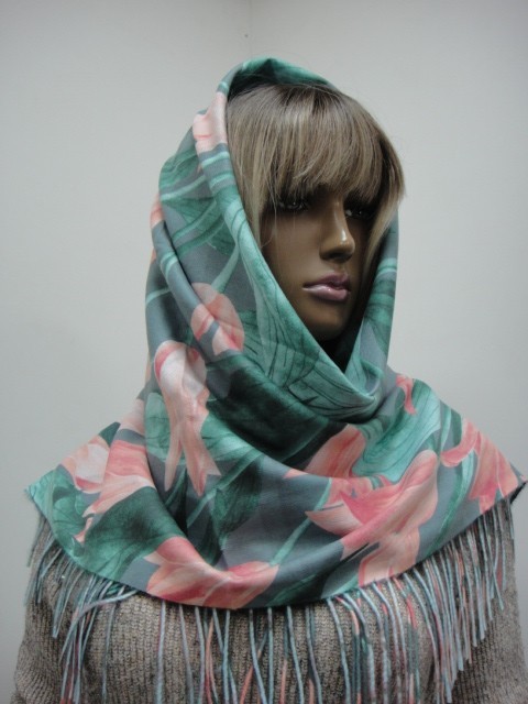  3D цветы+абстракция платок