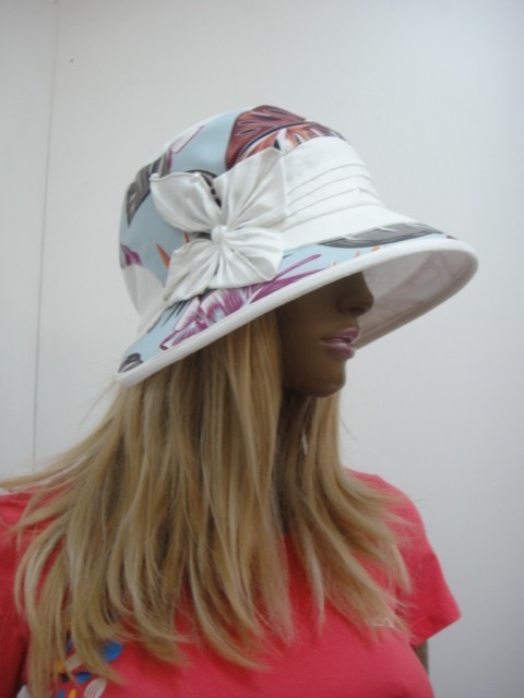  Шляпа лён цветы