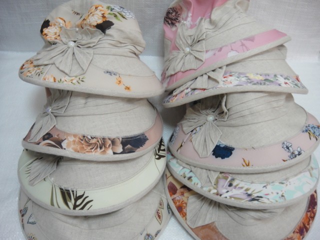  Шляпа лён цветы