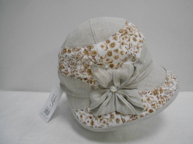  Шляпа лён цветы