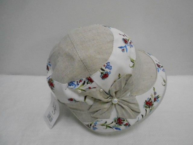  Шляпа лён цветы