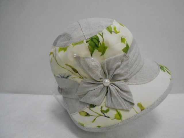  Шляпа лён цветы
