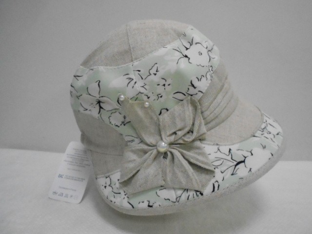  Шляпа лён цветы