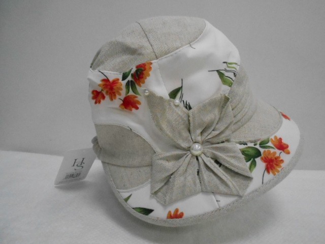  Шляпа лён цветы