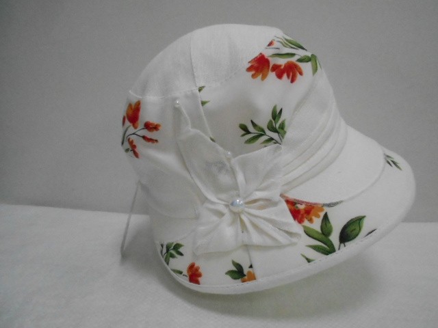  Шляпа лён цветы