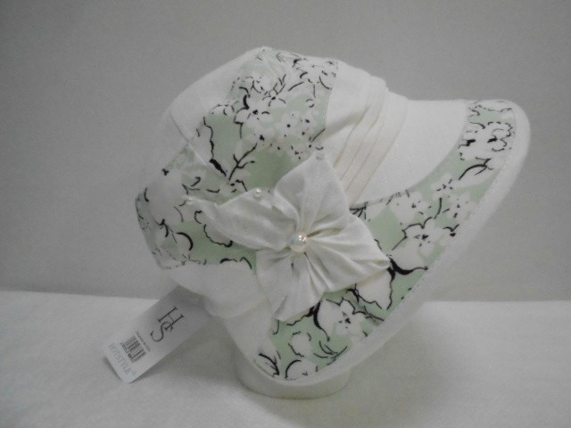  Шляпа лён цветы