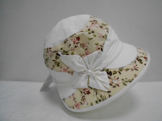  Шляпа лён цветы