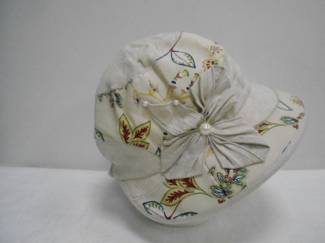  Шляпа лён цветы