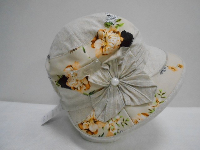  Шляпа лён цветы