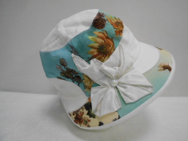  Шляпа лён цветы