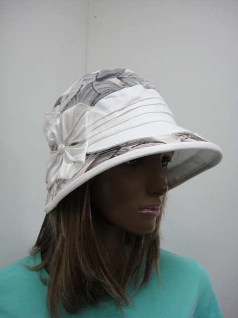  Шляпа лён цветы