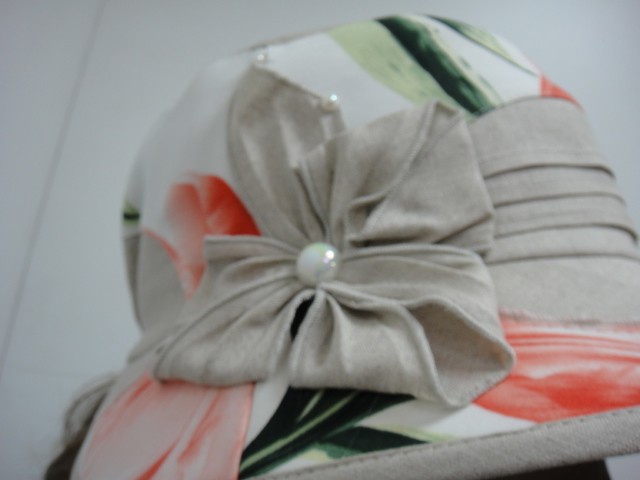  Шляпа лён цветы