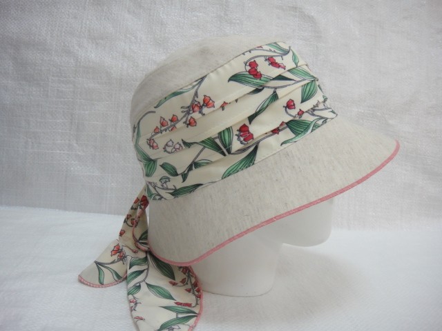  Шляпа лён цветы