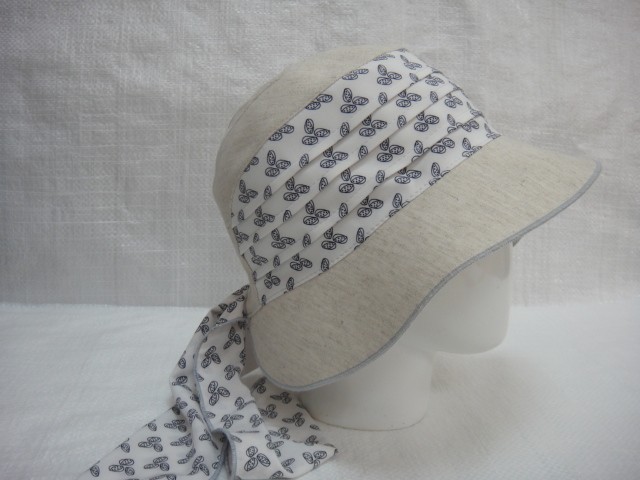  Шляпа лён цветы