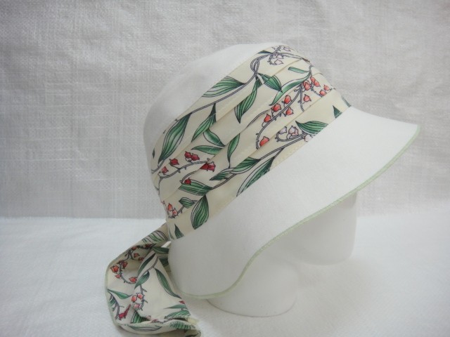  Шляпа лён цветы