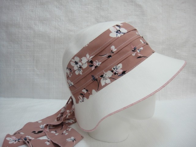  Шляпа лён цветы