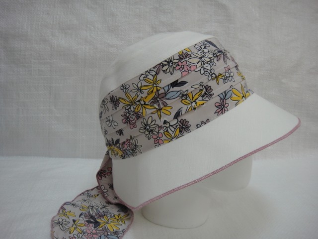  Шляпа лён цветы