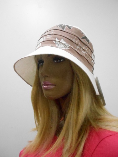  Шляпа лён цветы