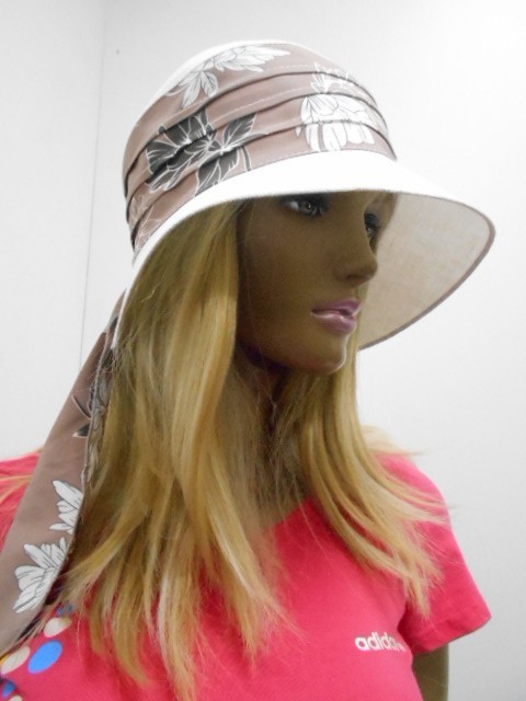  Шляпа лён цветы