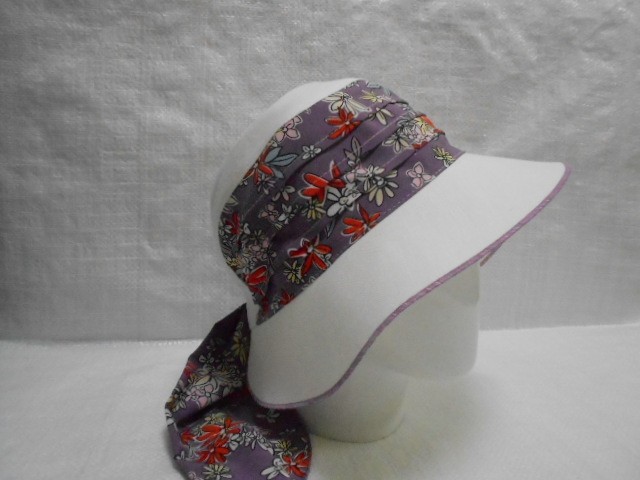  Шляпа лён цветы