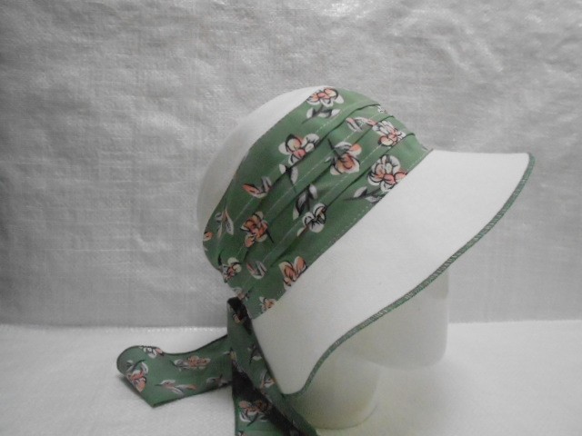  Шляпа лён цветы