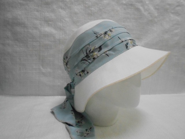  Шляпа лён цветы