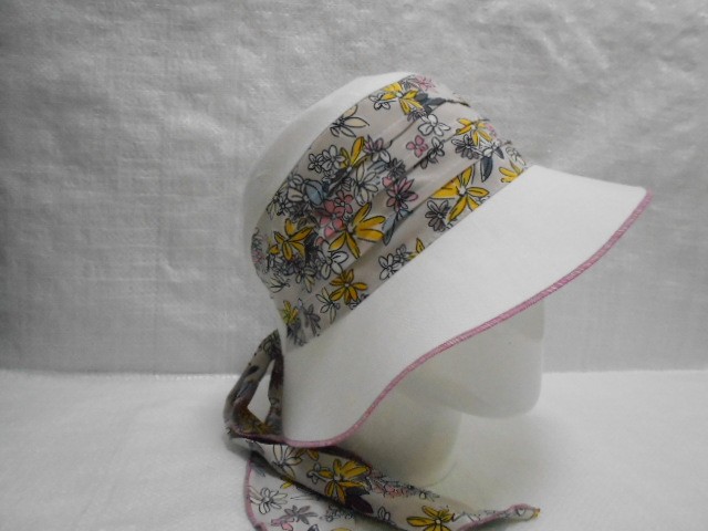  Шляпа лён цветы