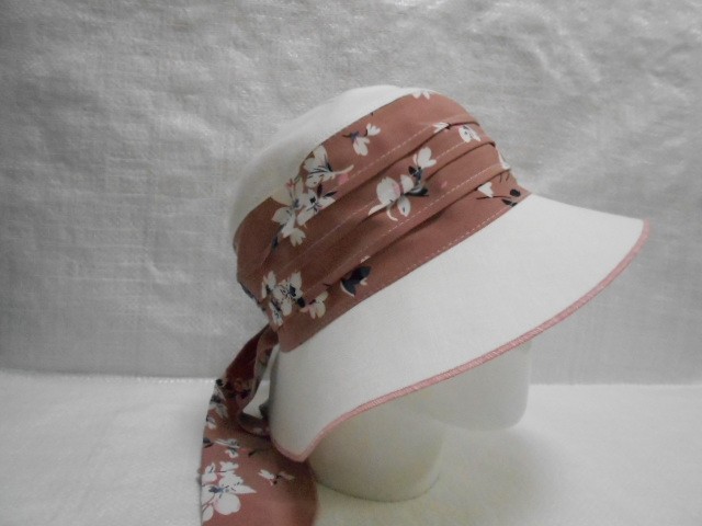  Шляпа лён цветы