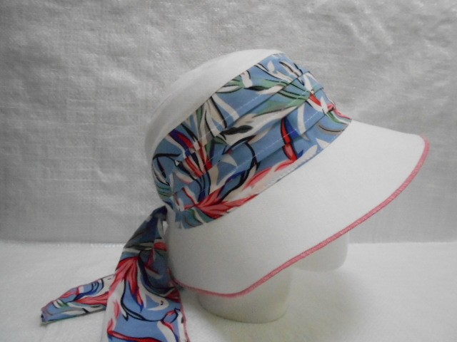  Шляпа лён цветы