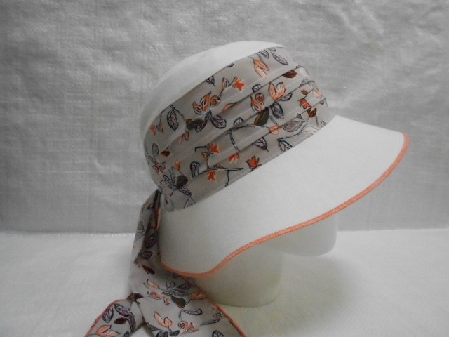  Шляпа лён цветы