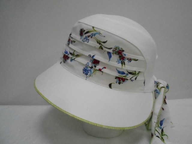  Шляпа лён цветы