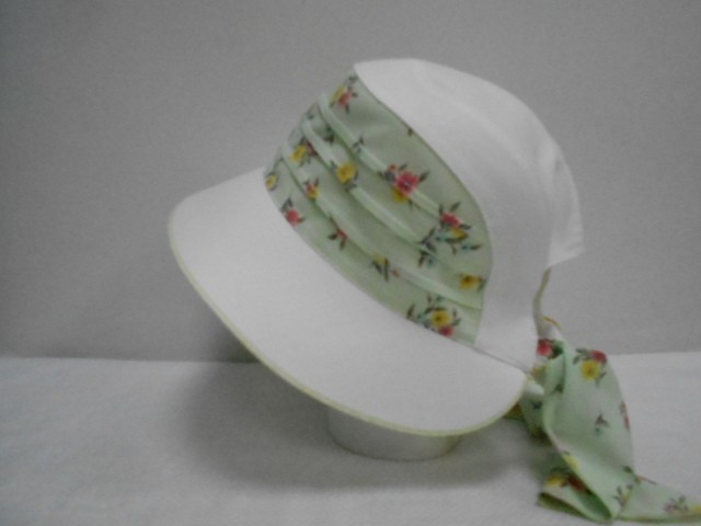  Шляпа лён цветы
