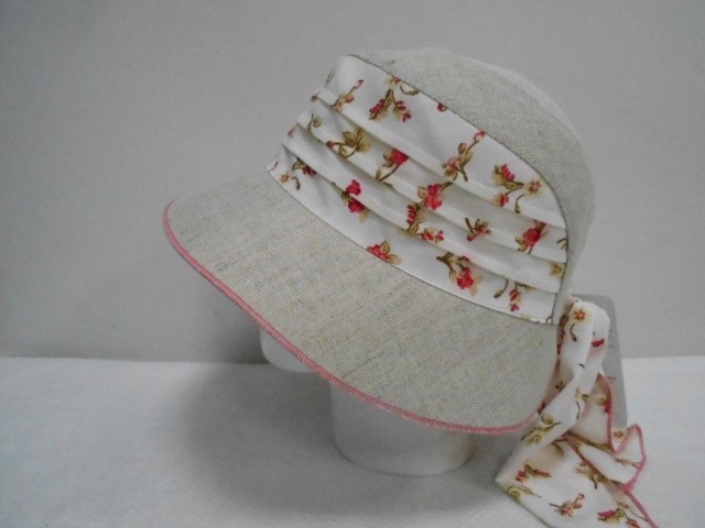  Шляпа лён цветы