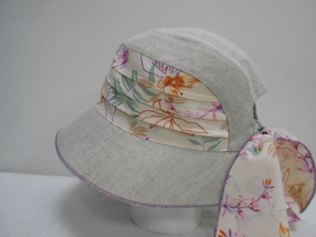  Шляпа лён цветы