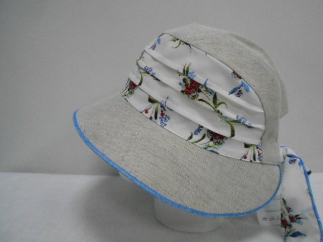  Шляпа лён цветы