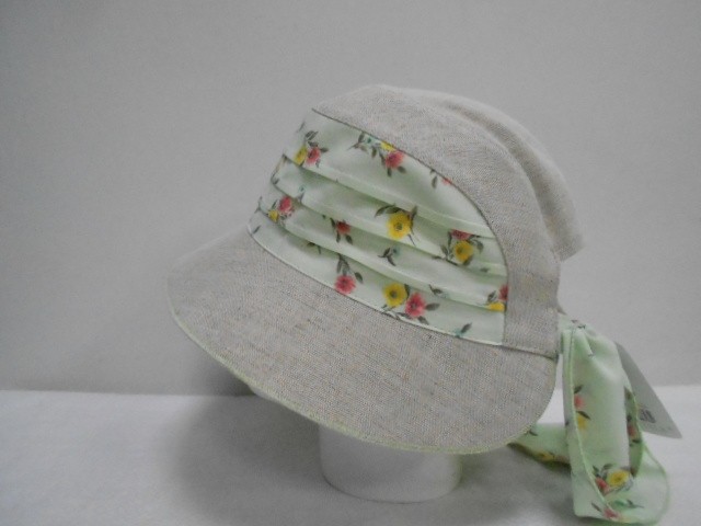  Шляпа лён цветы