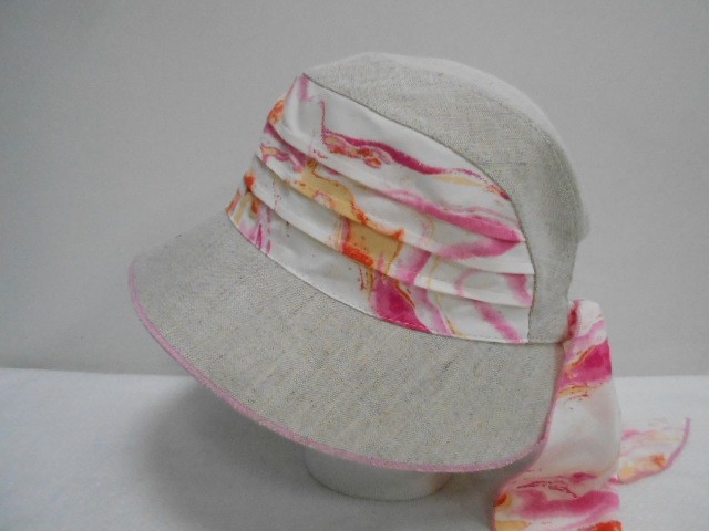  Шляпа лён цветы