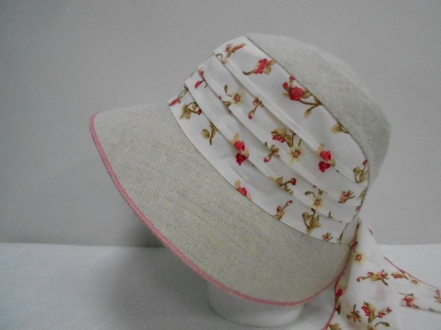  Шляпа лён цветы