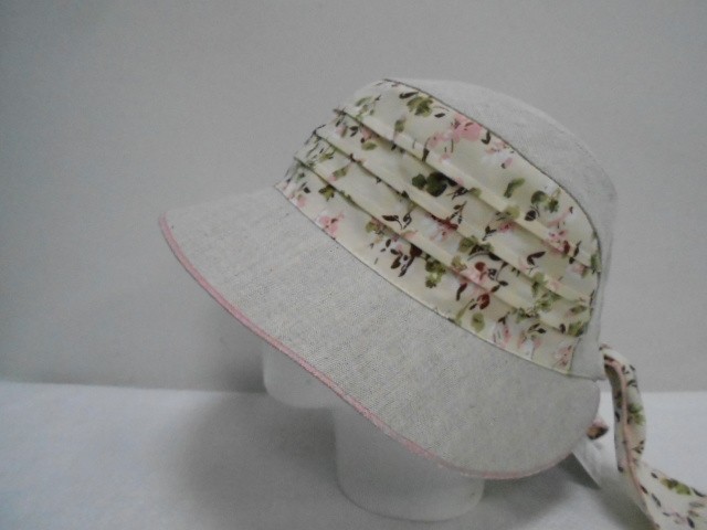  Шляпа лён цветы