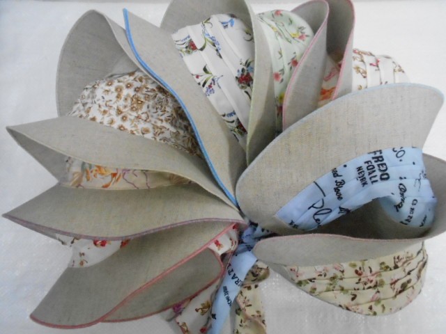  Шляпа лён цветы