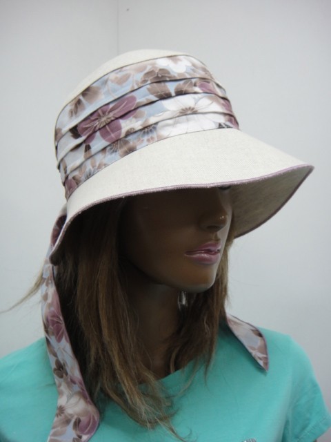  Шляпа лён цветы